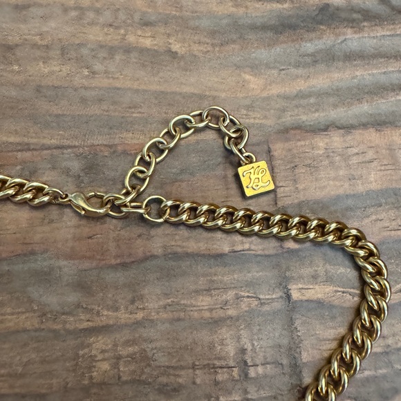 Karl Lagerfeld Runway Gold Curb Chain Black Necklace Chanel Designer France - Picture 5 of 6